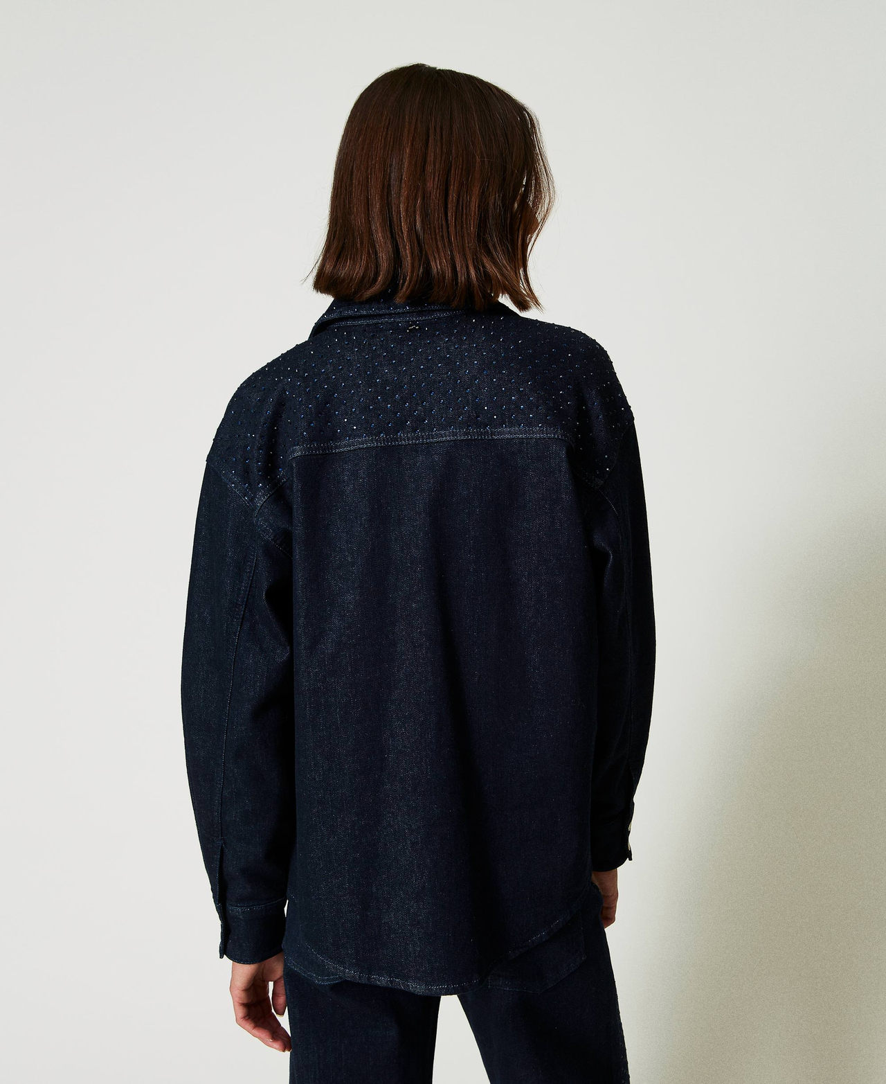 Camicia in jeans con strass Donna Blu TWINSET Milano