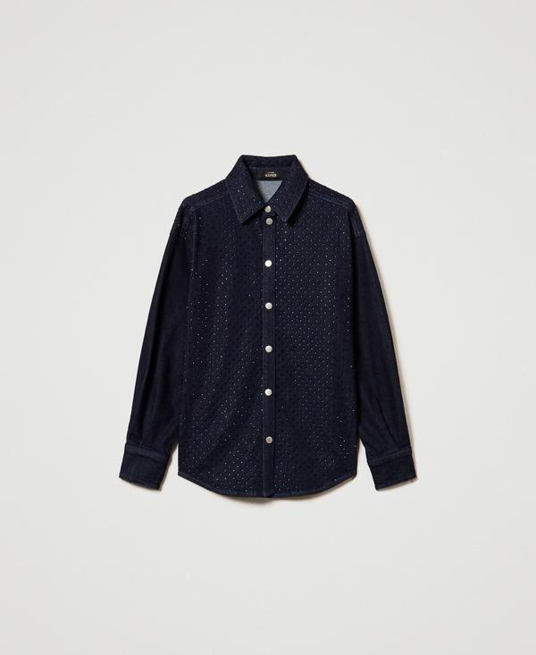 Camicia in jeans con strass