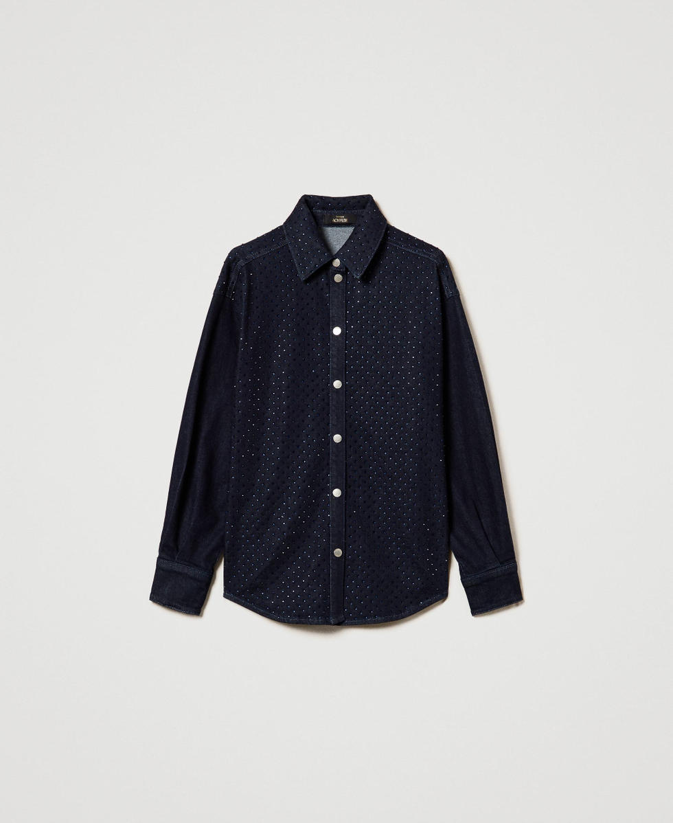 Camicia in jeans con strass Denim Rinse Donna 242AP2360_06295_S0