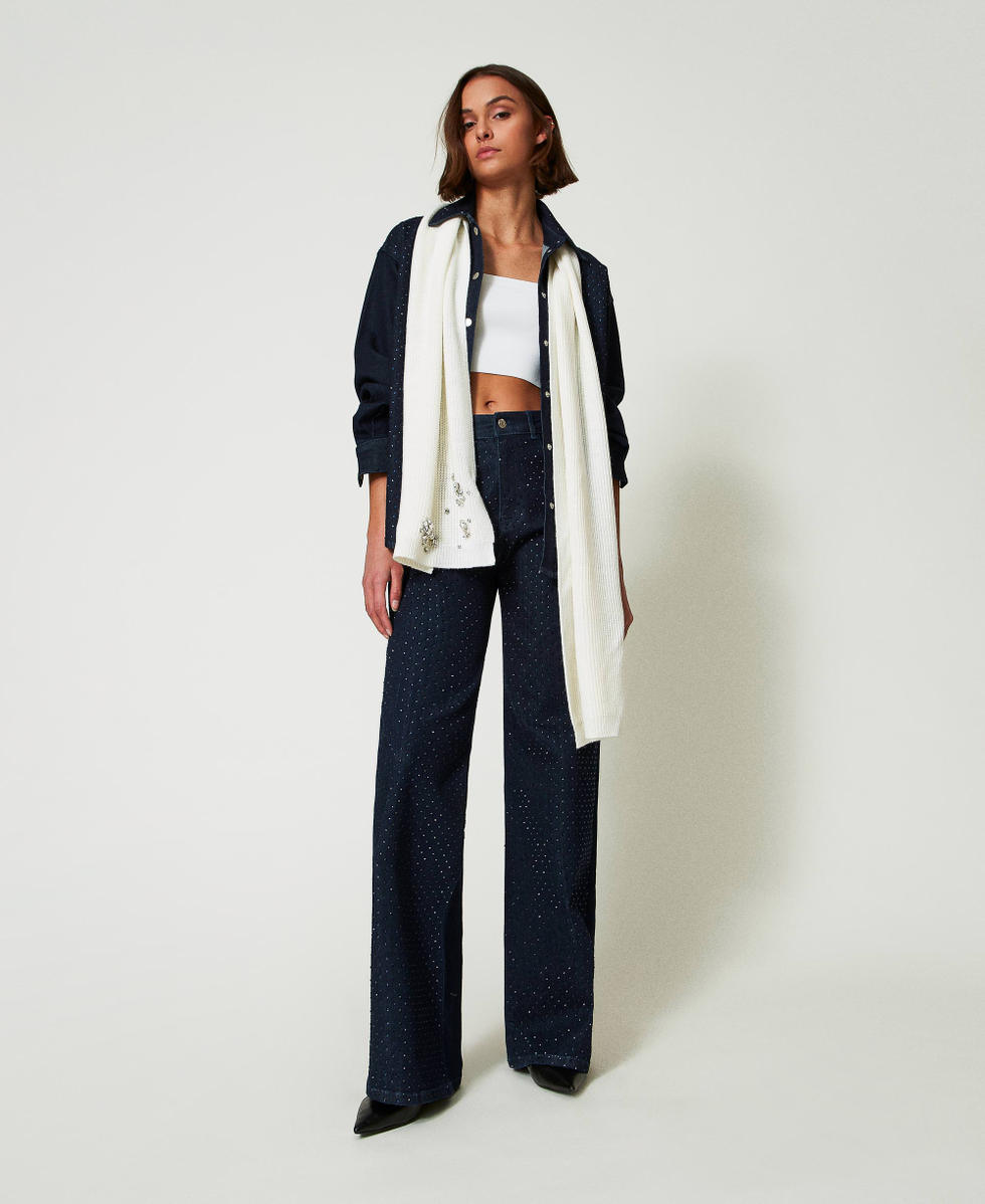 Camicia in jeans con strass Denim Rinse Donna 242AP2360_06295_T0