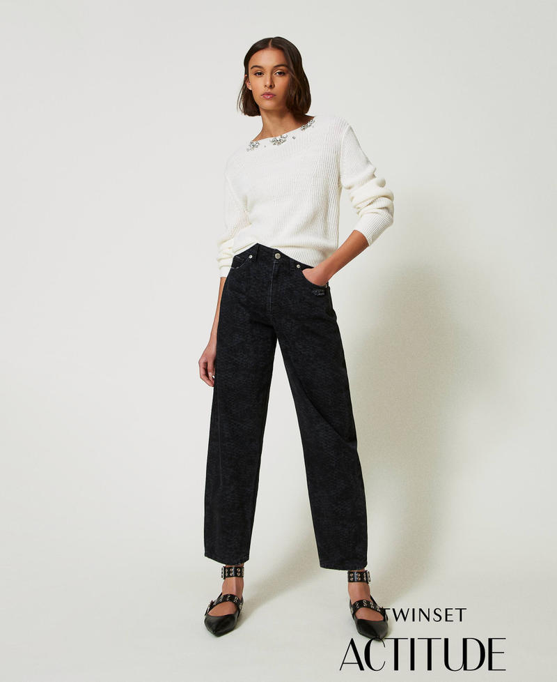 Jean Costello Imprimé Serpent Marron/camel Taille W25 L34 - Jean Femme Droit Occasion TBE