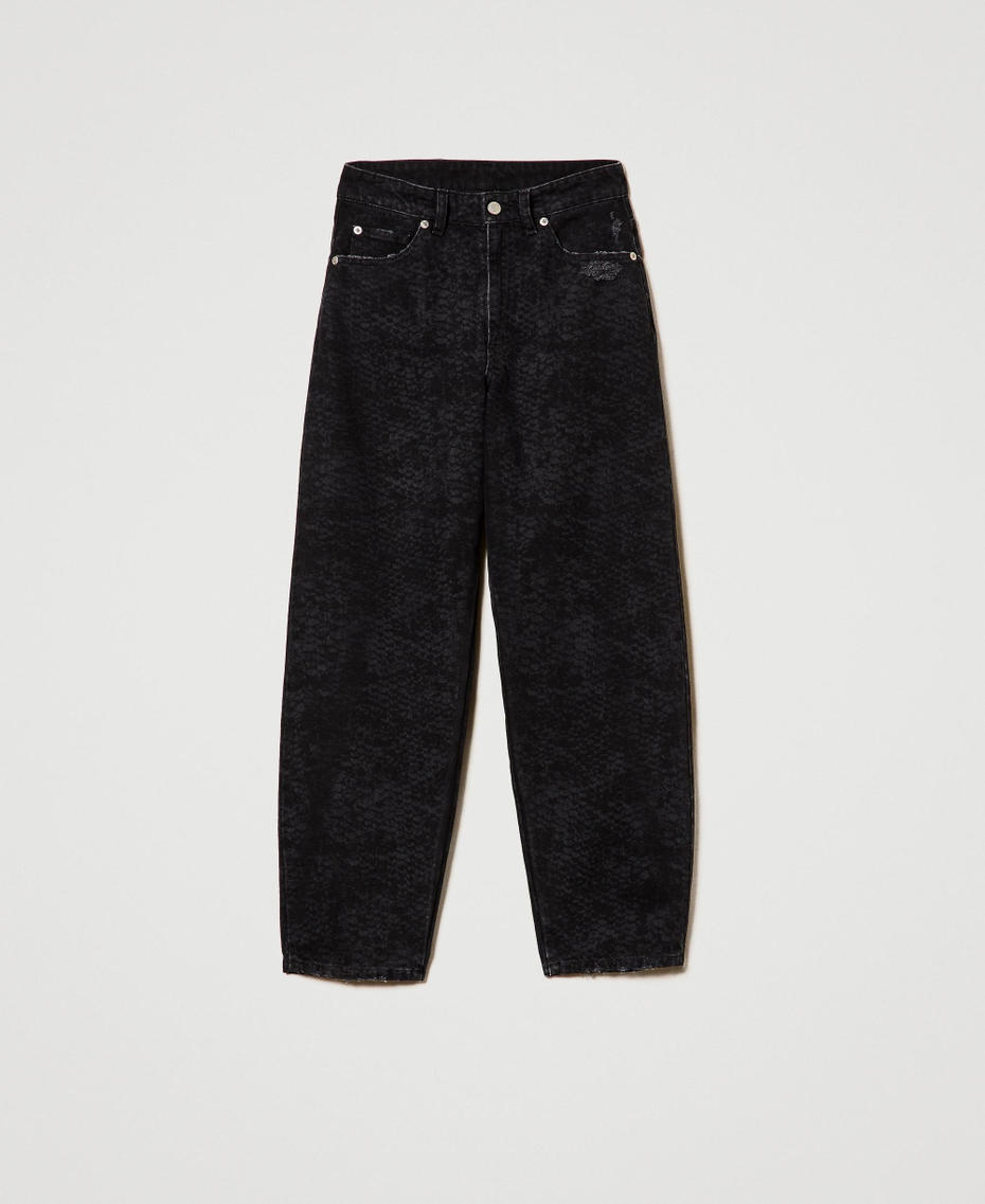 Barrel fit jeans with snake print Black Soft Snake Woman 242AP2381_11919_S0