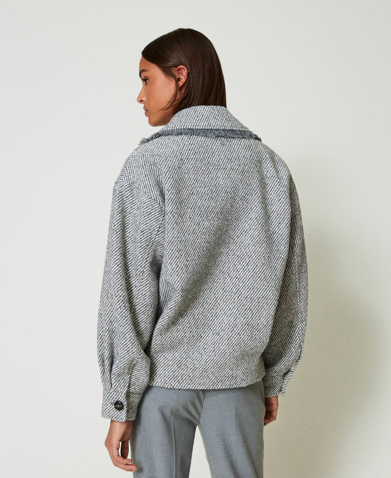 Caban crois&eacute; en drap bicolore