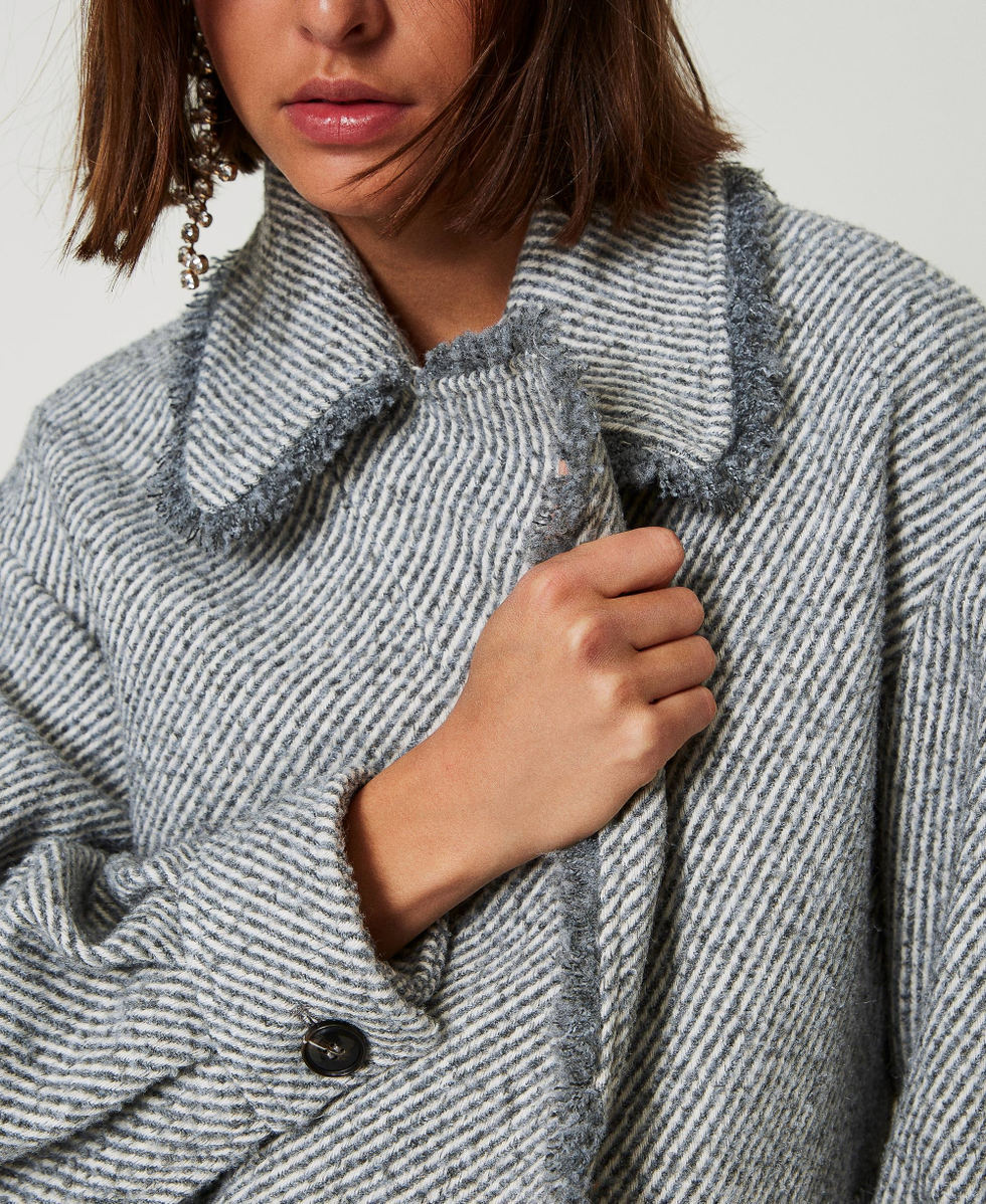 Two-tone double breasted wool cloth caban