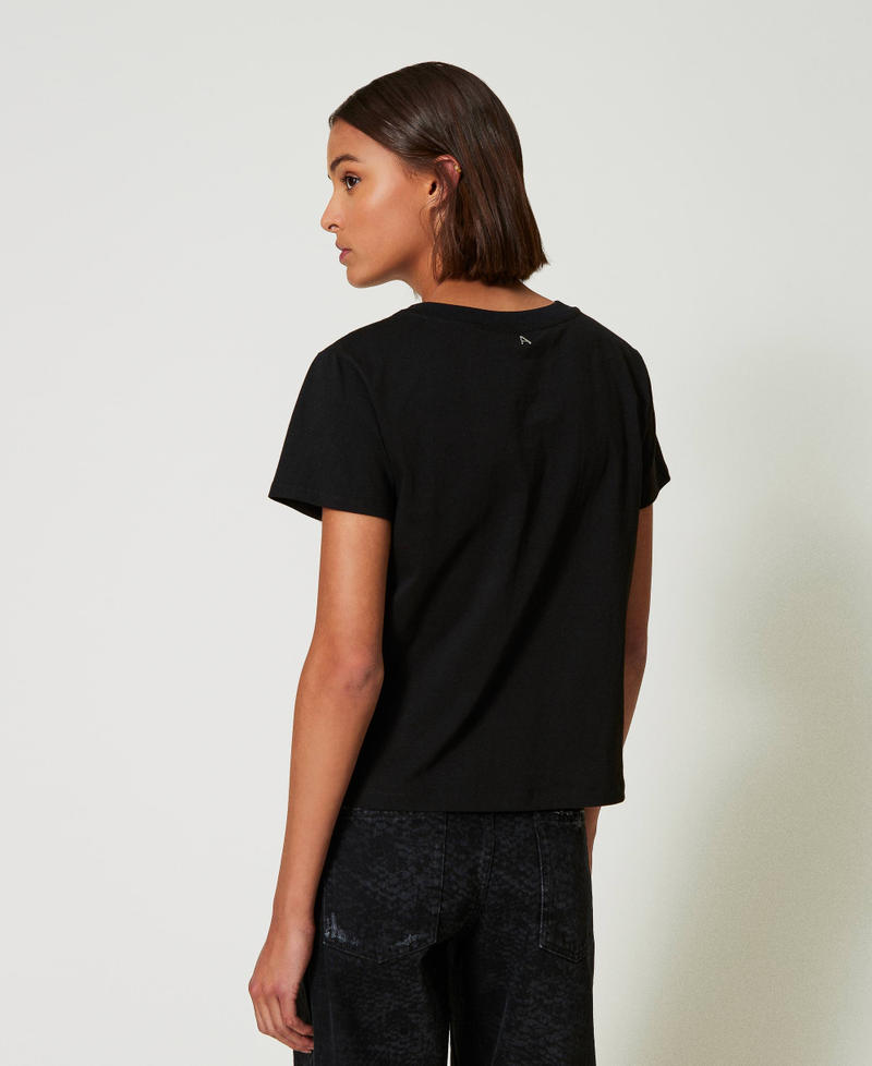 T-shirt with organza embroidery Black Woman 242AP2400_00006_04