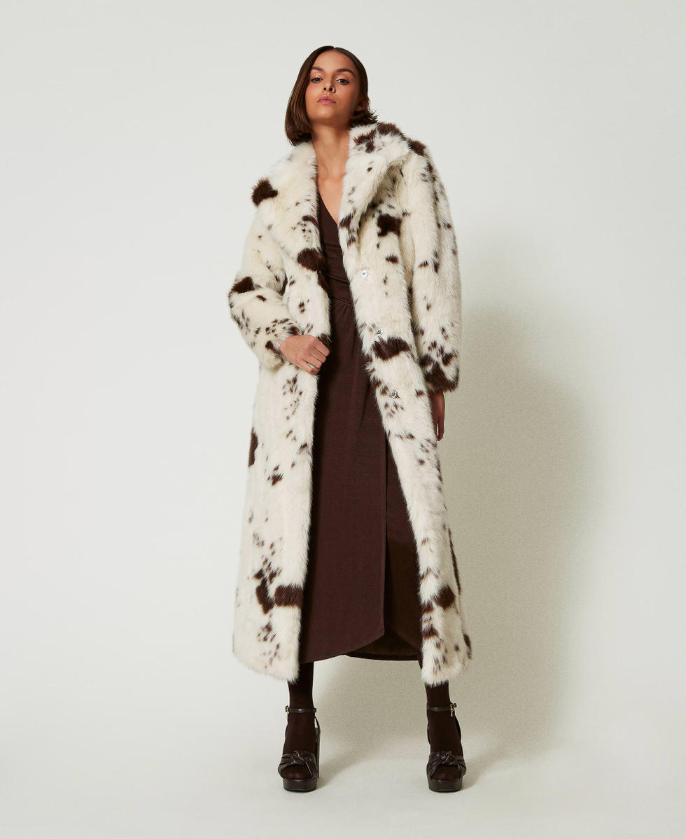 Long jersey dress with side draping Mol&egrave; Brown Woman 242AP2423_11723_T0