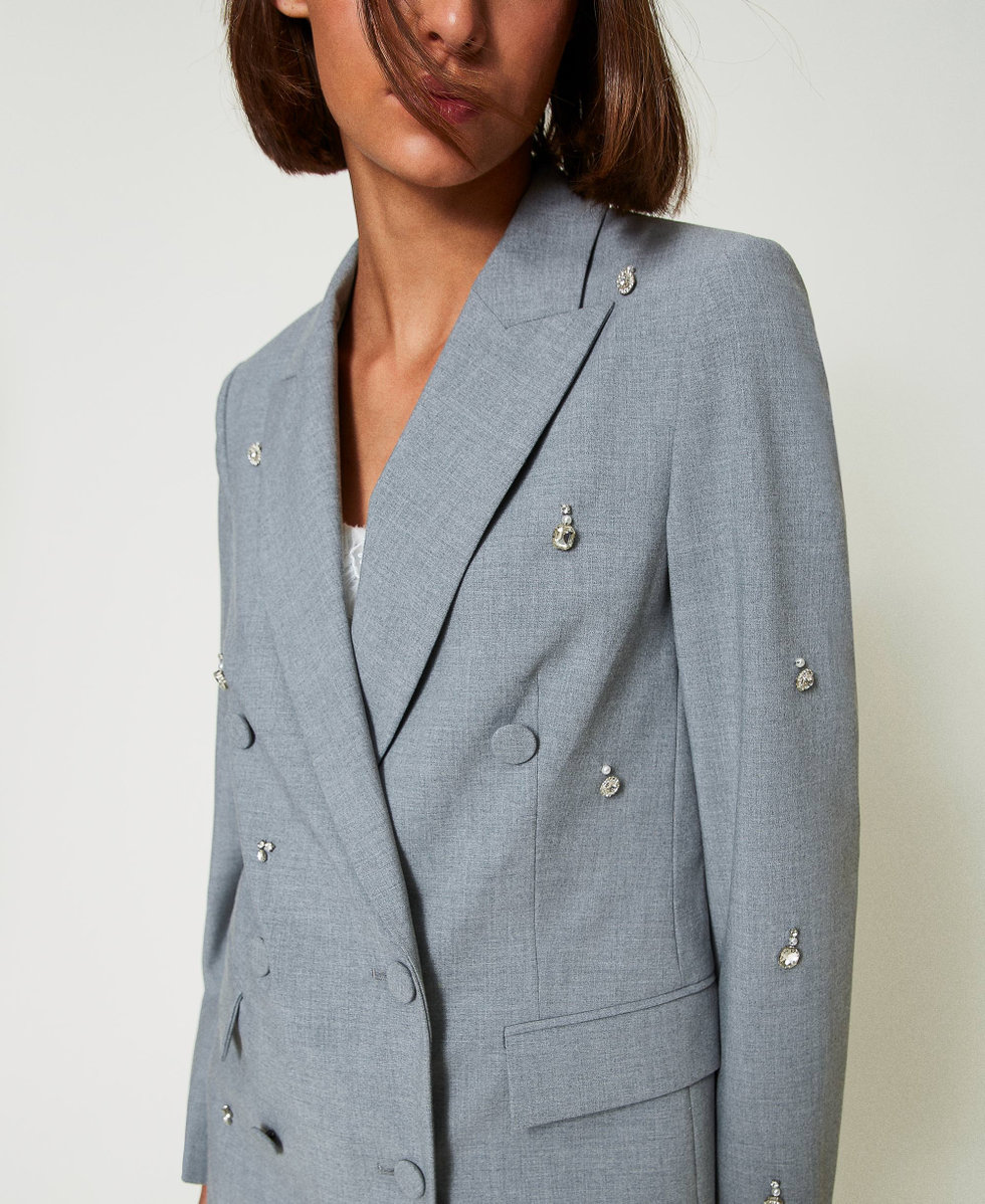 Blazer avec broderies realisees a la main Femme Gris TWINSET Milano