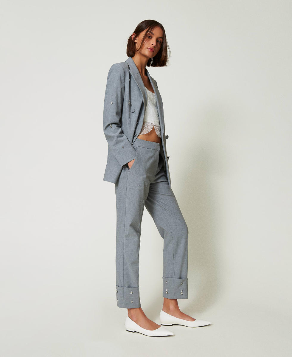 Pantaloni con ricami a mano Grigio Melange Donna 242AP2432_11726_03