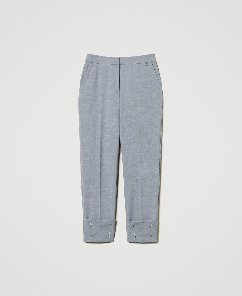 Trousers with handmade embroidery Melange Grey Woman 242AP2432_11726_S0