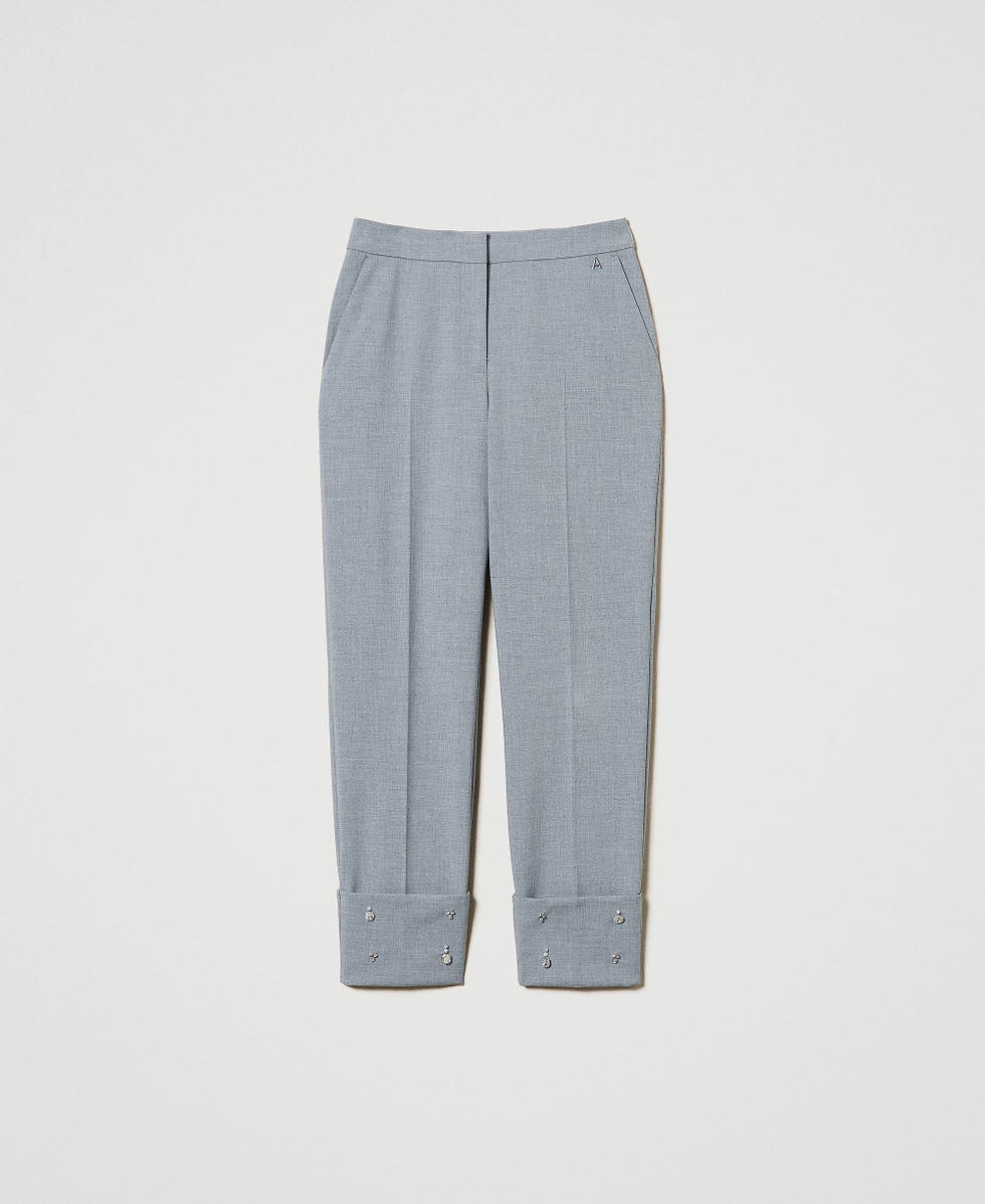 Pantaloni con ricami a mano Grigio Melange Donna 242AP2432_11726_S0