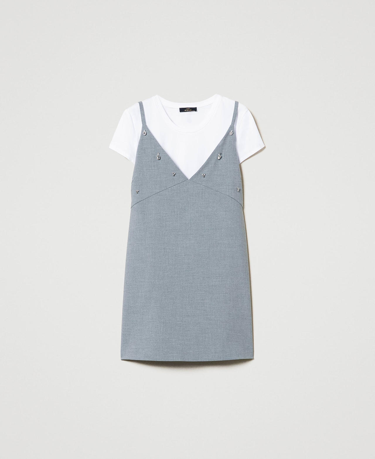 Short dress with embroidery and T-shirt Melange Grey Woman 242AP2433_11726_0S