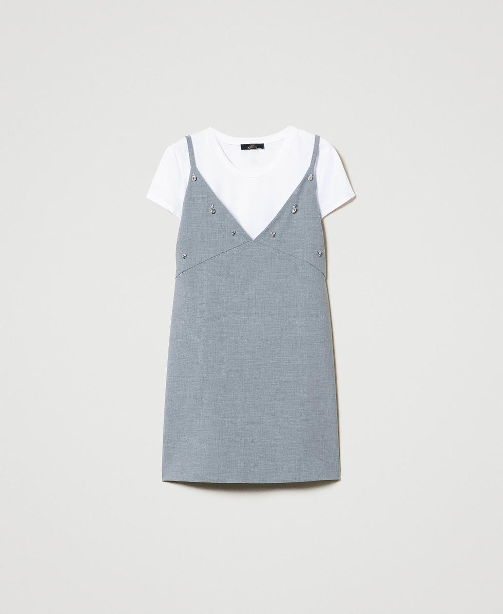 Short dress with embroidery and T-shirt Melange Grey Woman 242AP2433_11726_S0