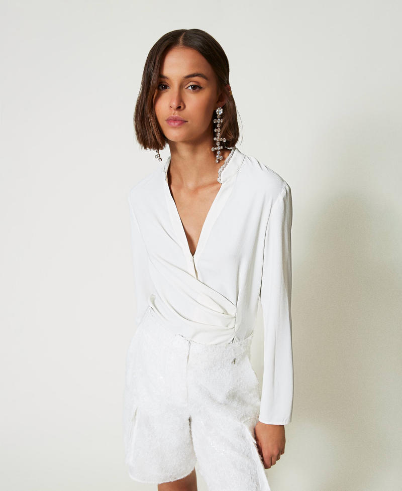 Recycled cr&ecirc;pe de Chine blouse White Cream Woman 242AP2446_00733_02