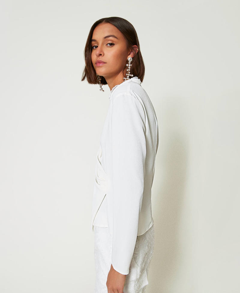 Recycled cr&ecirc;pe de Chine blouse White Cream Woman 242AP2446_00733_03