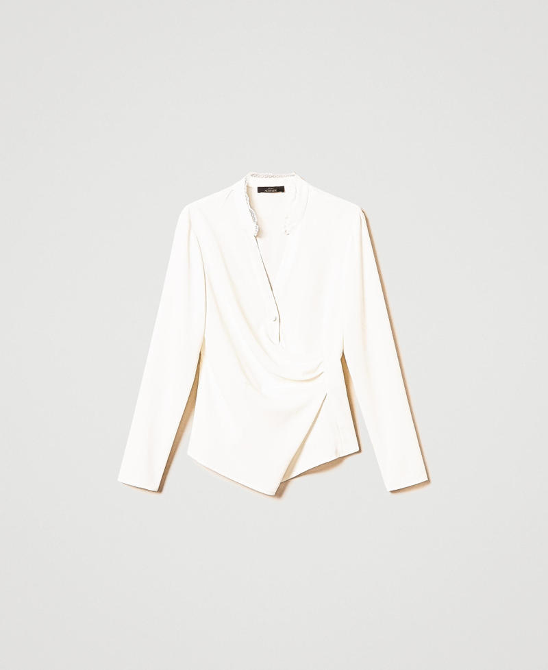 Recycled cr&ecirc;pe de Chine blouse White Cream Woman 242AP2446_00733_S0