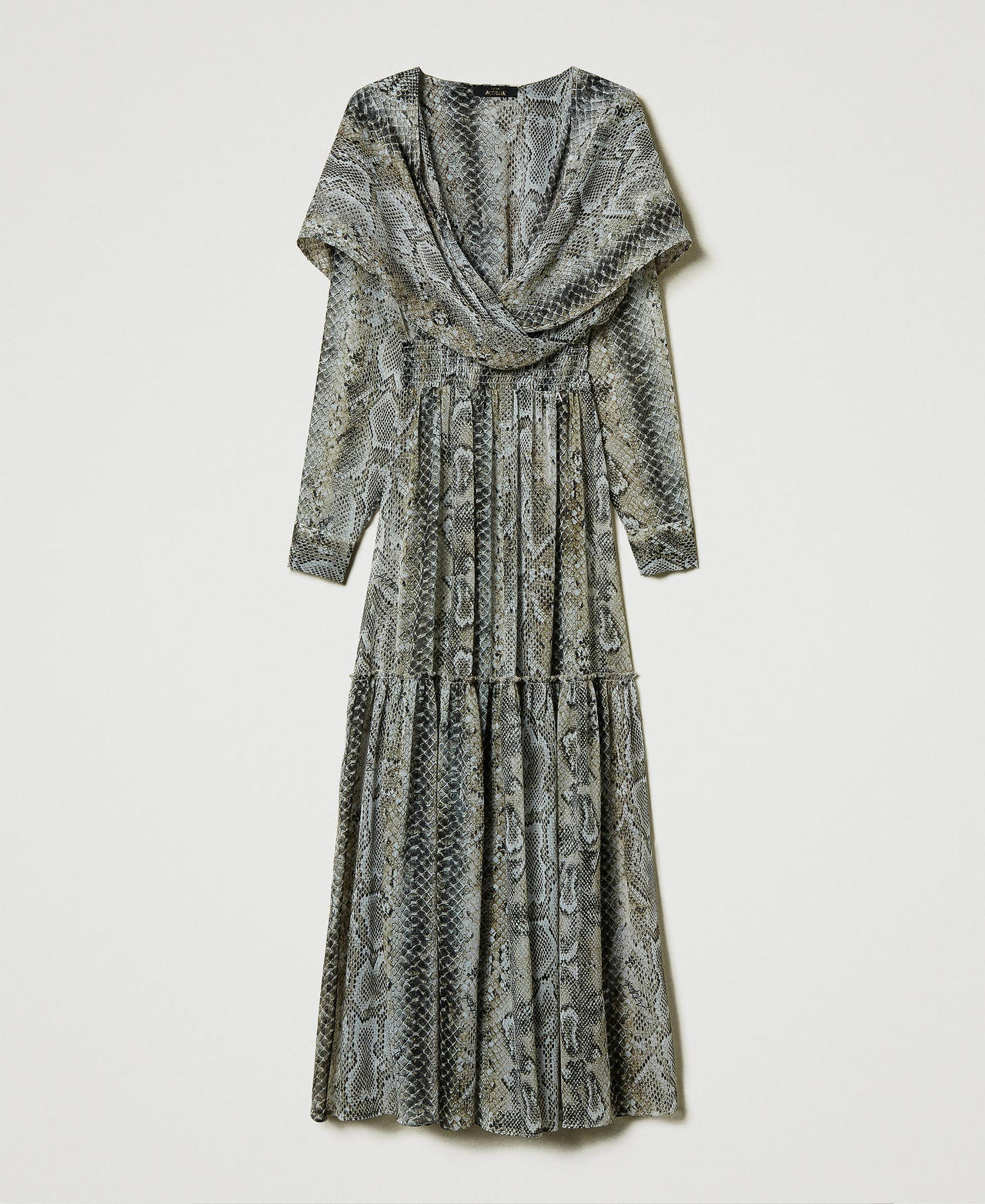 Long creponne dress with snake print Woman Silver TWINSET Milano