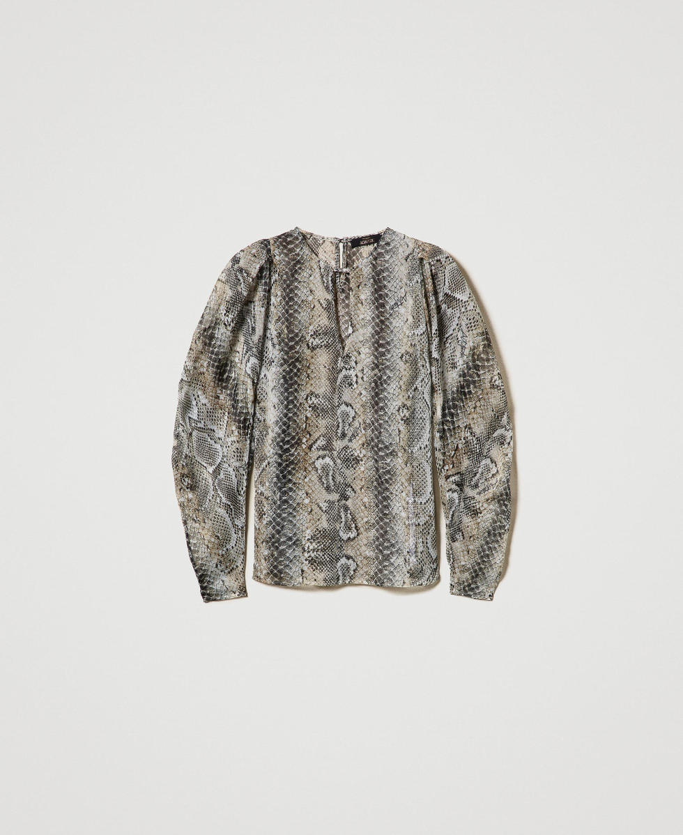 Bluse aus Krepon mit Schlangenprint