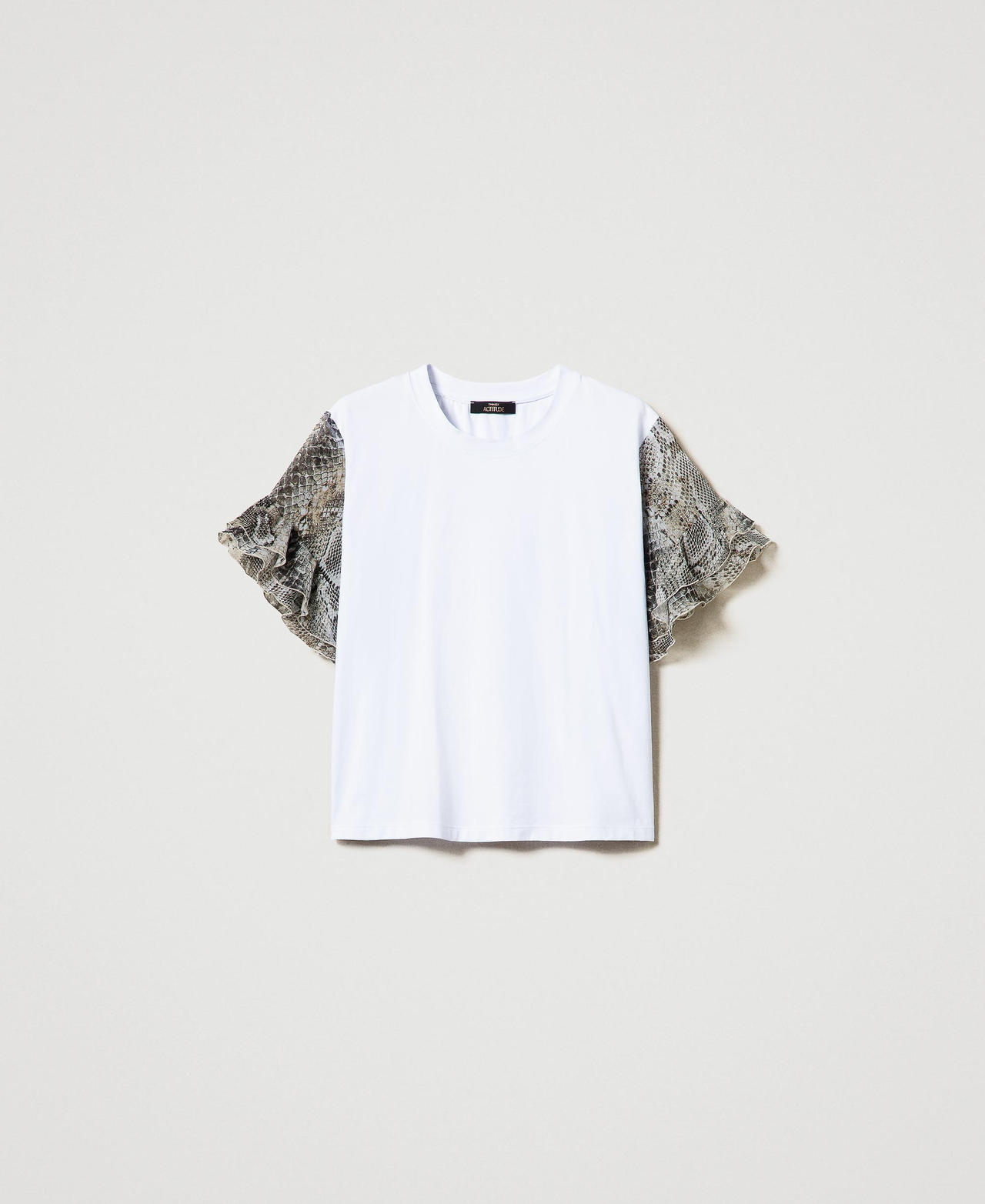 Scee by twin set T-shirt con maniche a stampa snake