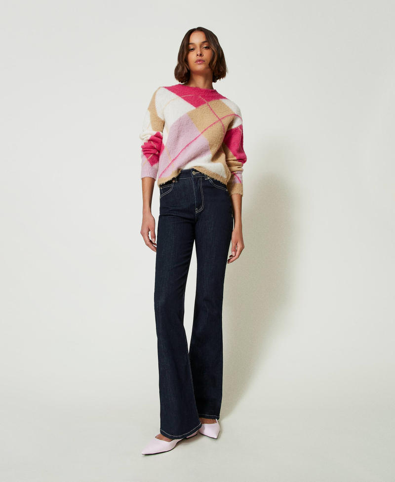 Argyle pattern jacquard wool blend jumper Argyle Pink Jacquard Woman 242AP3101_11864_T0