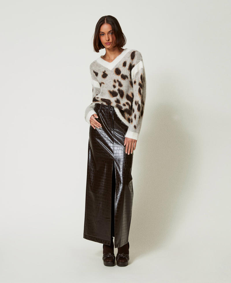 Animal print wool blend jacquard jumper White / Mol&egrave; Cow Jacquard Woman 242AP3102_11866_T0