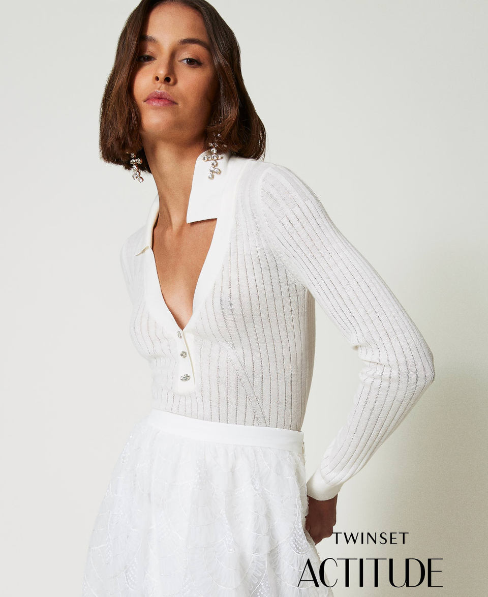 Twin Set Maglia a coste con ricamo