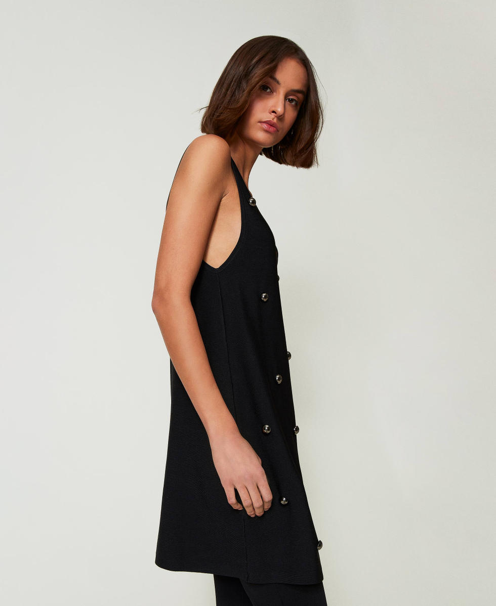 Vestido corto de punto con tachuelas Negro Mujer 242AP3170_00006_02