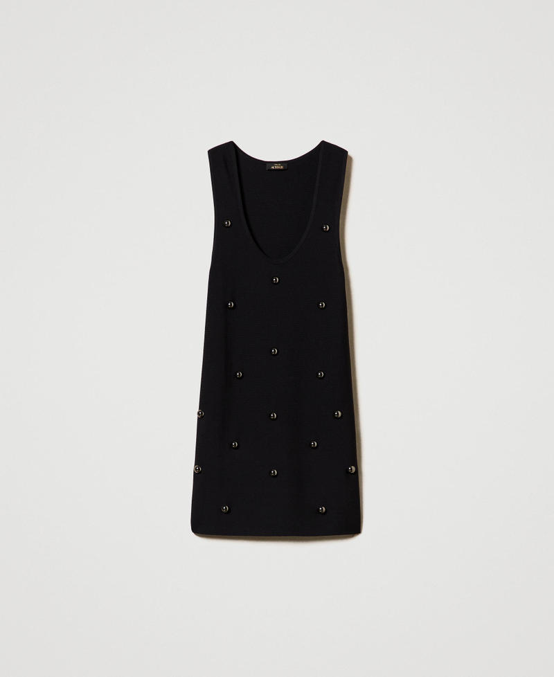 Short knit dress with studs Black Woman 242AP3170_00006_0S