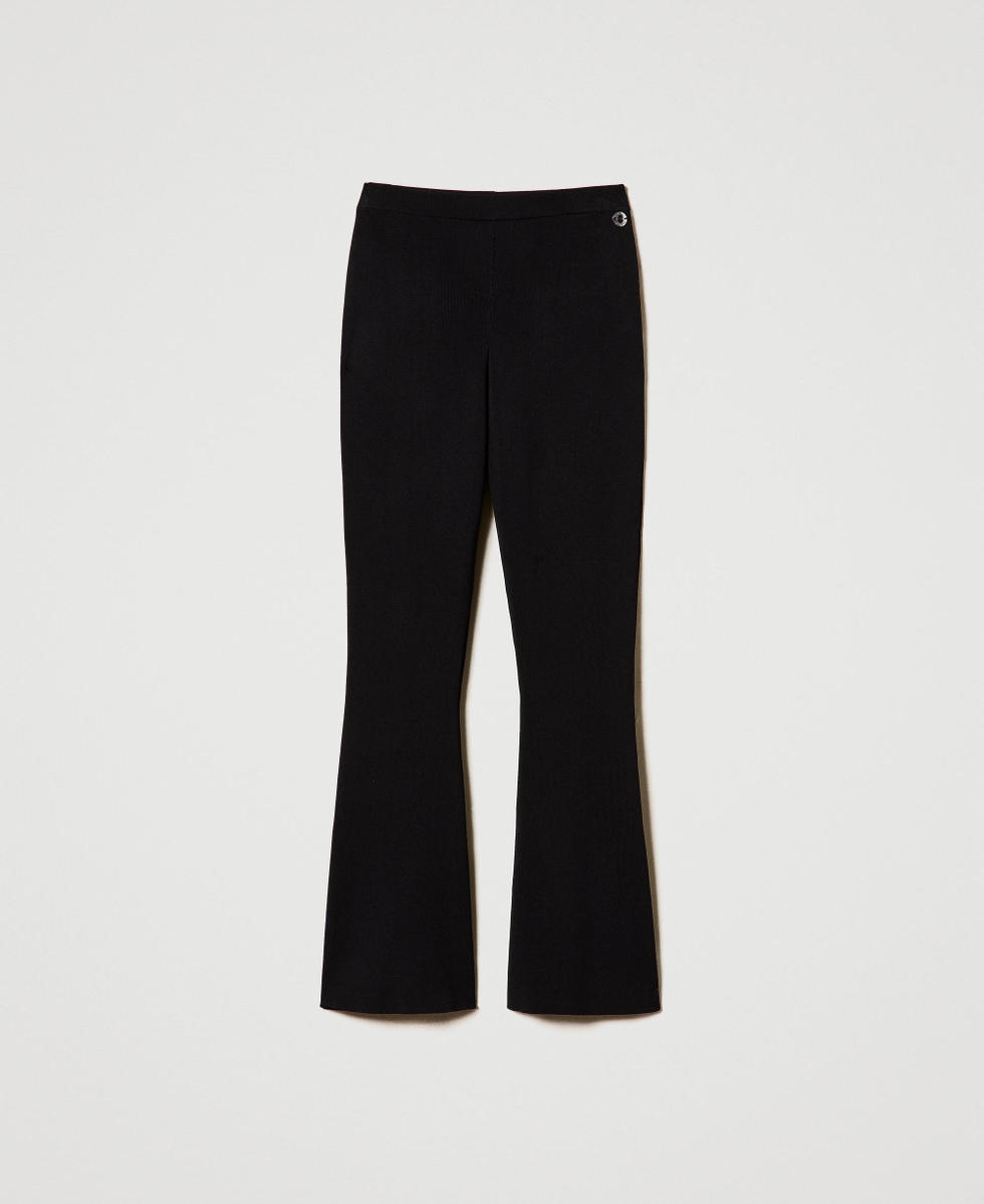 Pantalones flare de punto Negro Mujer 242AP3171_00006_S0