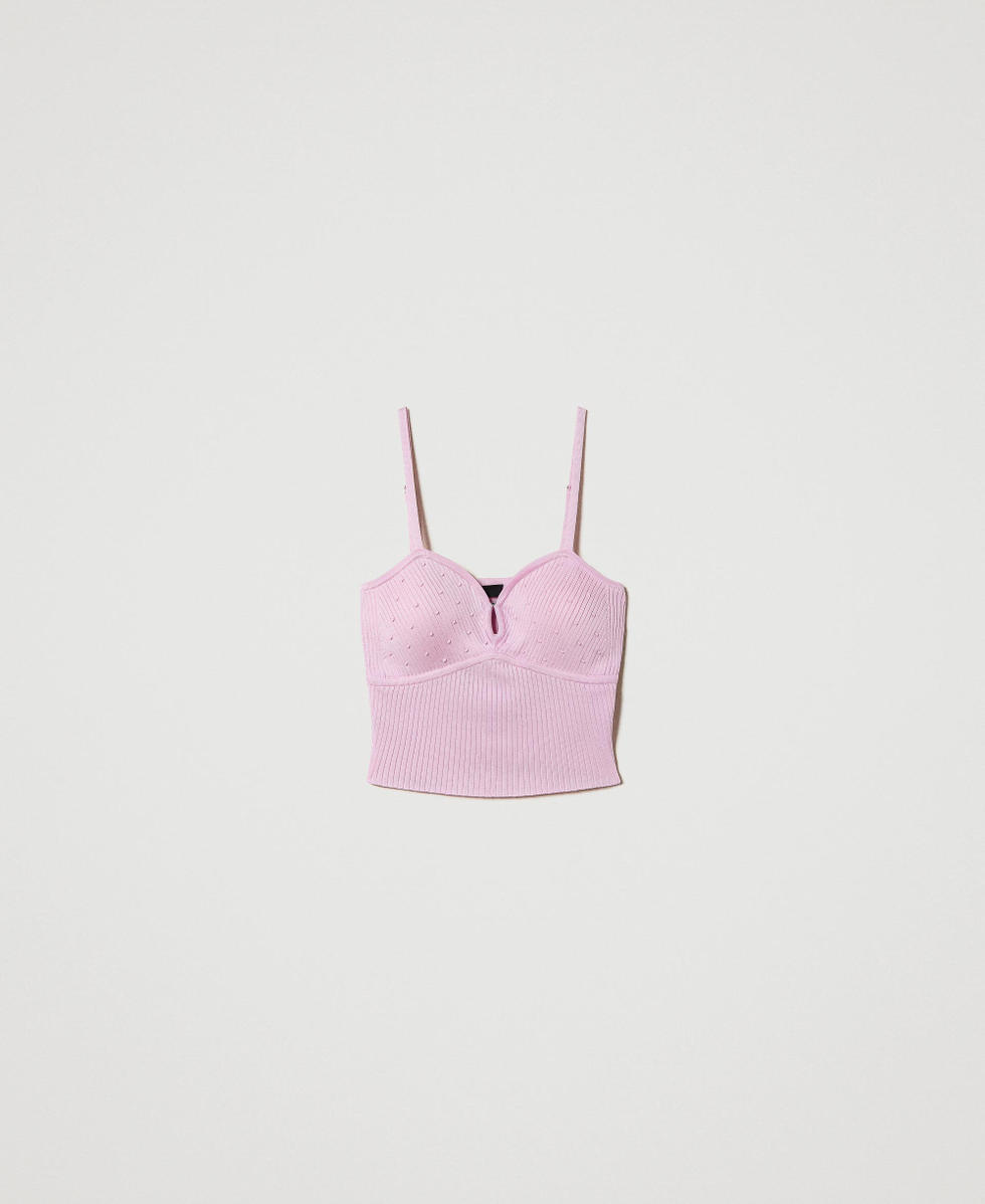 Top en fil recycl&eacute; avec perles Rose &laquo;&nbsp;Pink Tulle&nbsp;&raquo; Femme 242AP3211_11724_S0