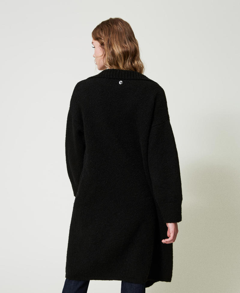 Recycled boucl&eacute; yarn coat Black Woman 242AP3260_00006_03