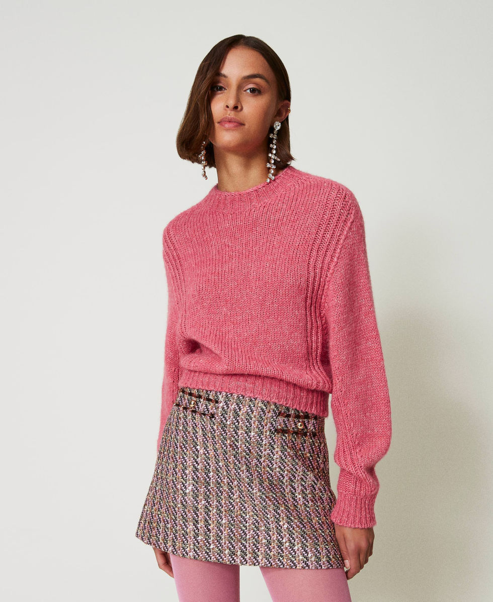 Seamless wool blend turtleneck jumper