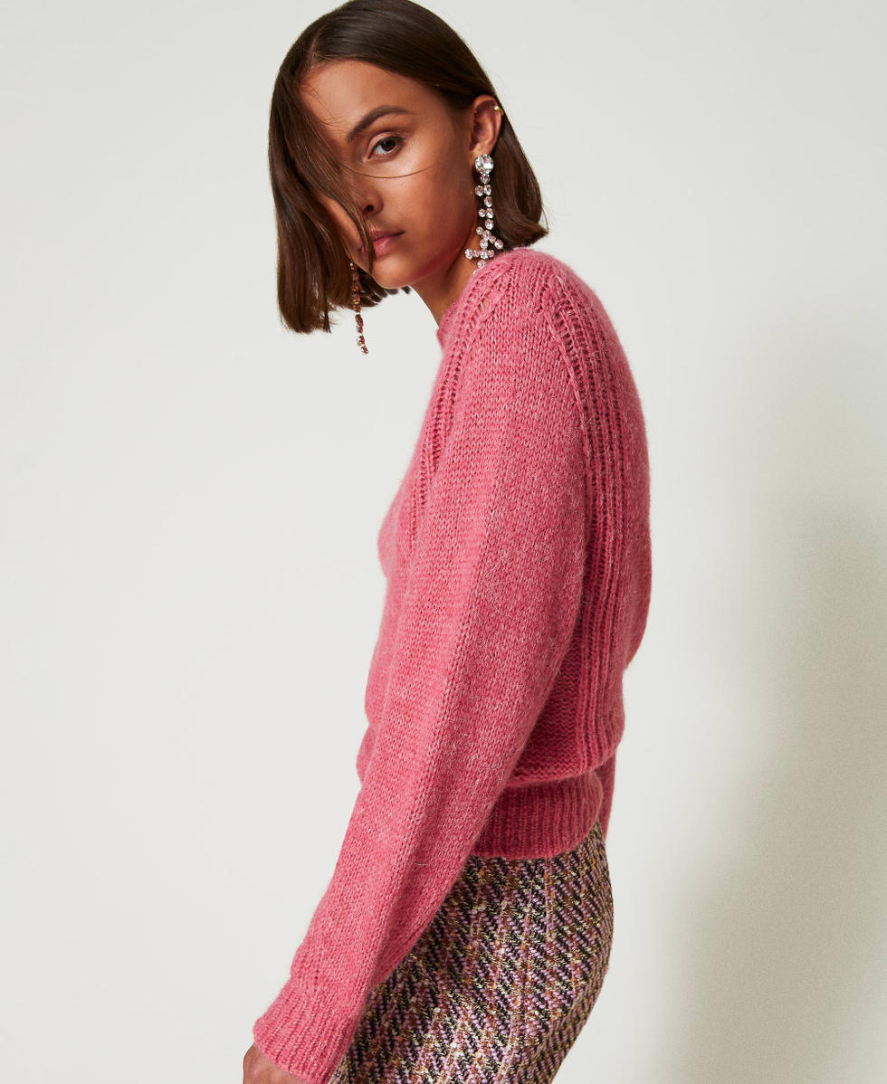 Jersey de cuello alto de lana mixta sin costuras Mujer Rosa TWINSET Milano