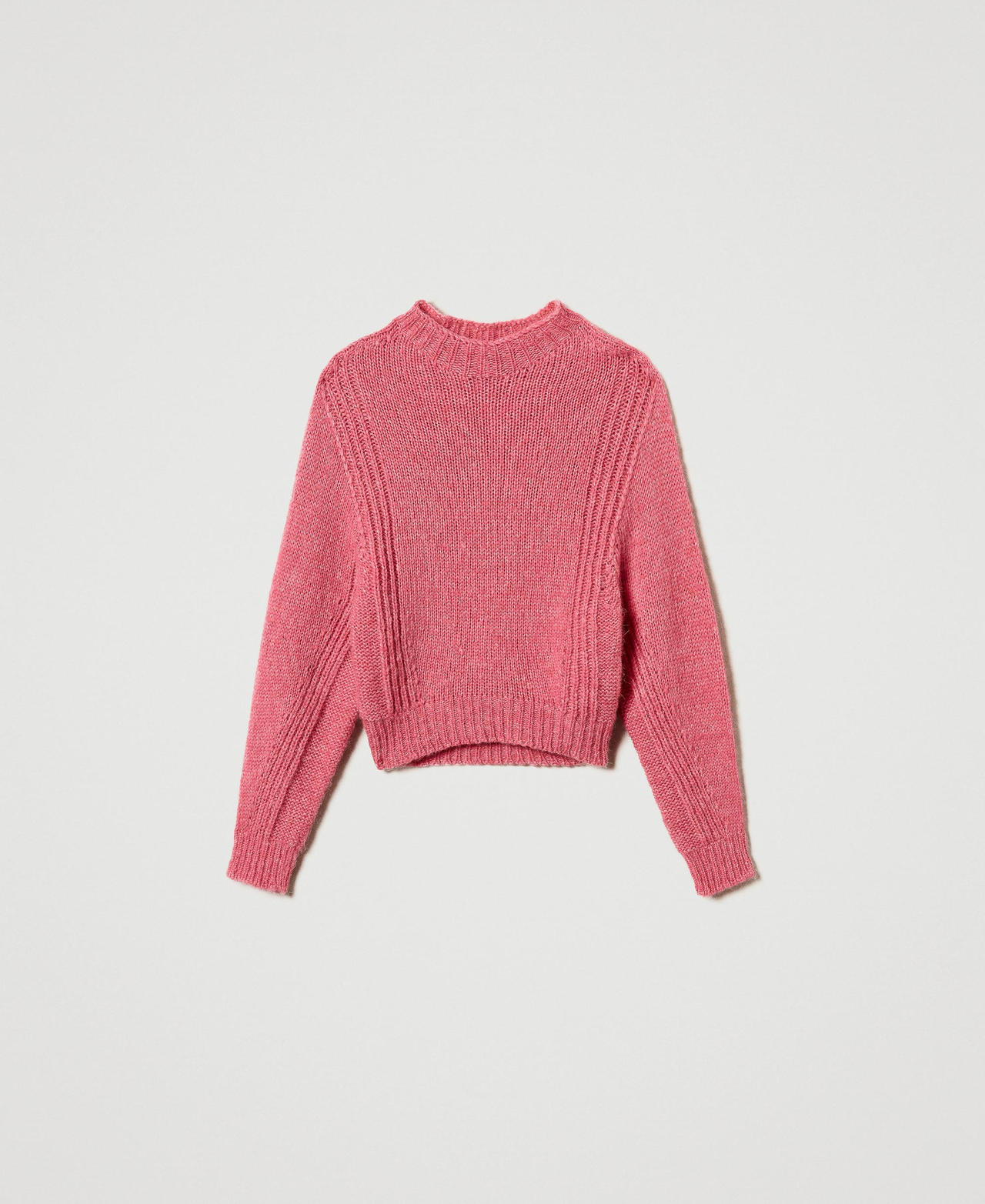 Seamless wool blend turtleneck jumper "Crystal Pink" Woman 242AP3290_03364_0S