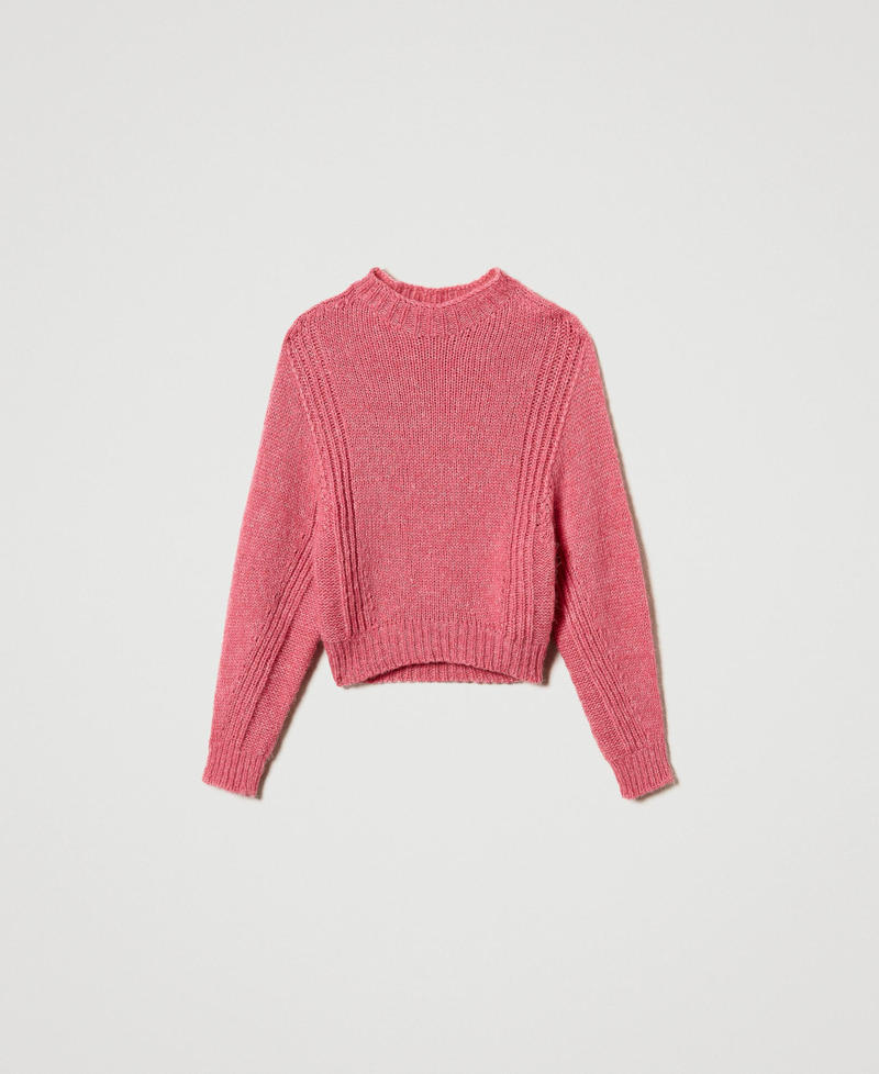 Seamless wool blend turtleneck jumper "Crystal Pink" Woman 242AP3290_03364_S0