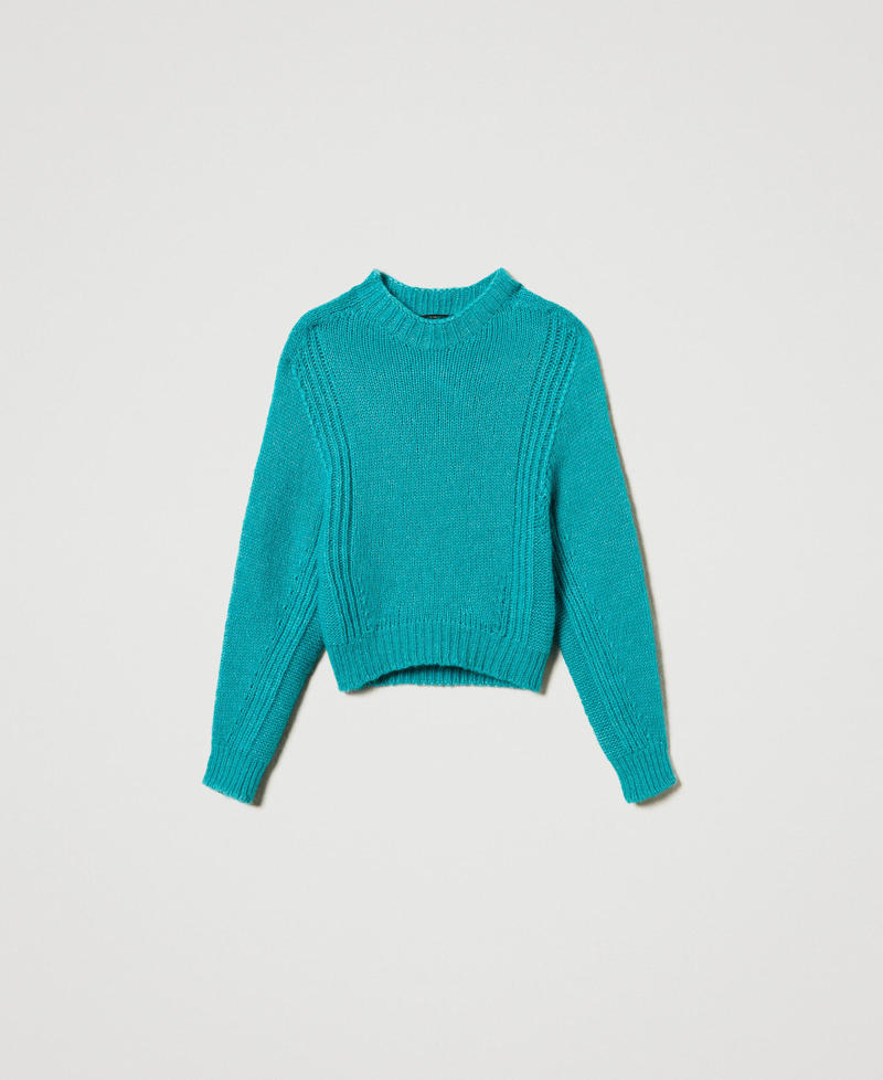 Seamless wool blend turtleneck jumper Tropical Emerald Green Woman 242AP3290_11722_0S