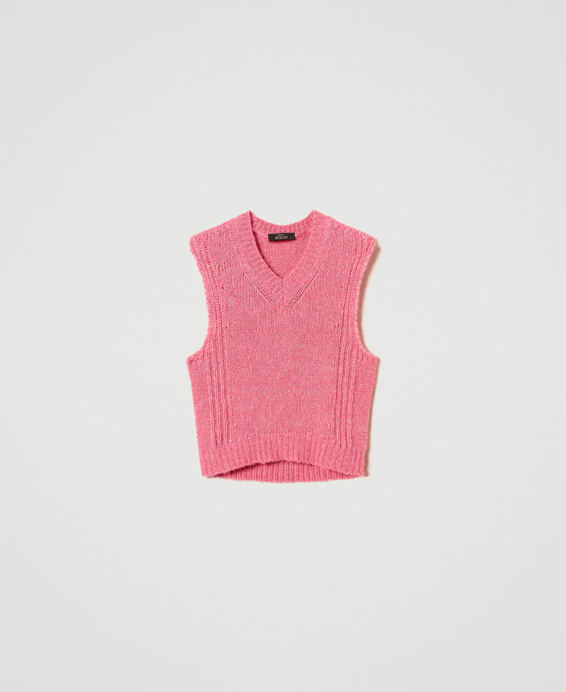 Nahtloser Pullunder aus Wollmischung "Crystal Pink" Frau 242AP3291_03364_S0