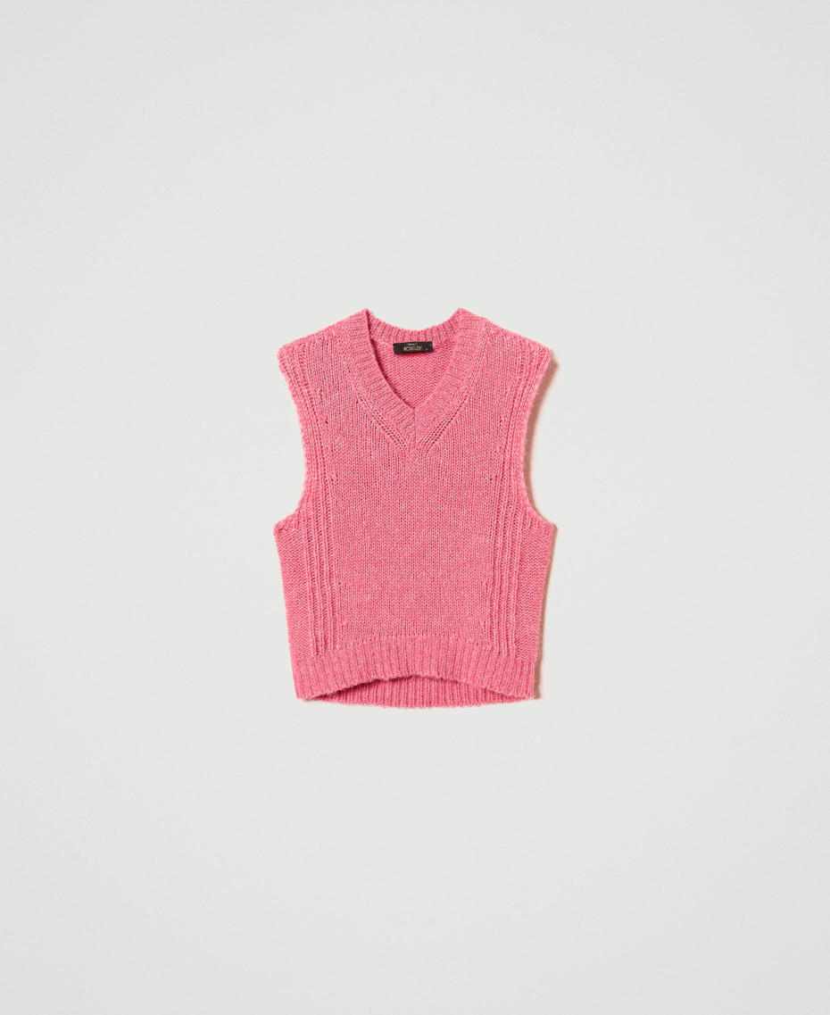Seamless wool blend sleeveless jumper "Crystal Pink" Woman 242AP3291-0S