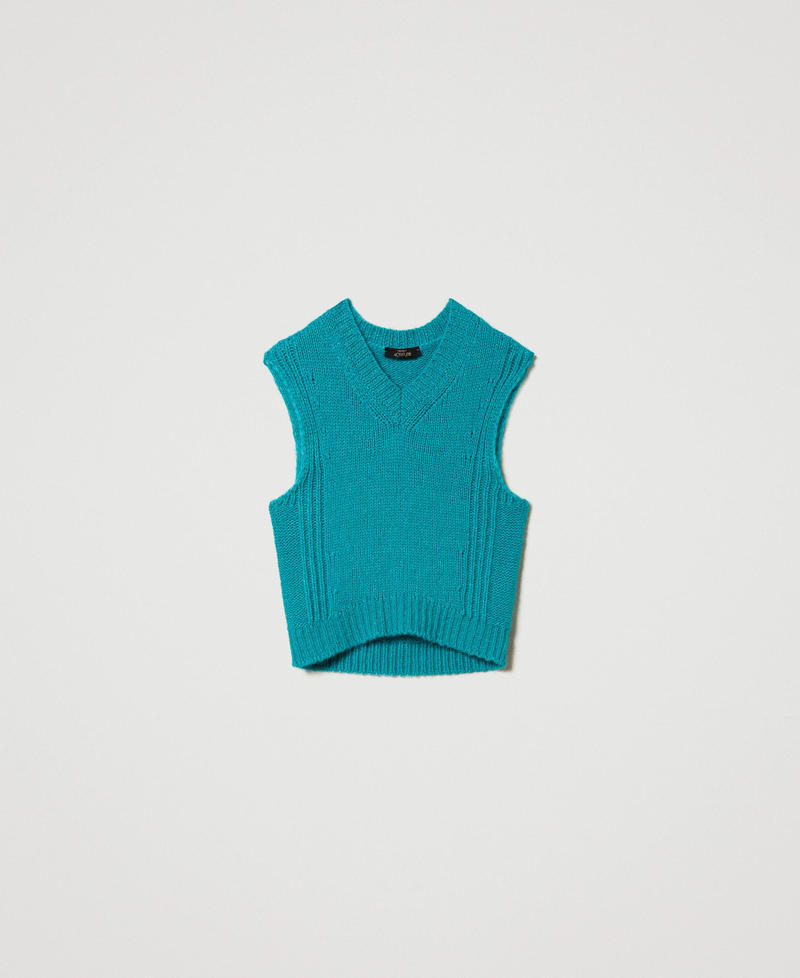 Seamless wool blend sleeveless jumper