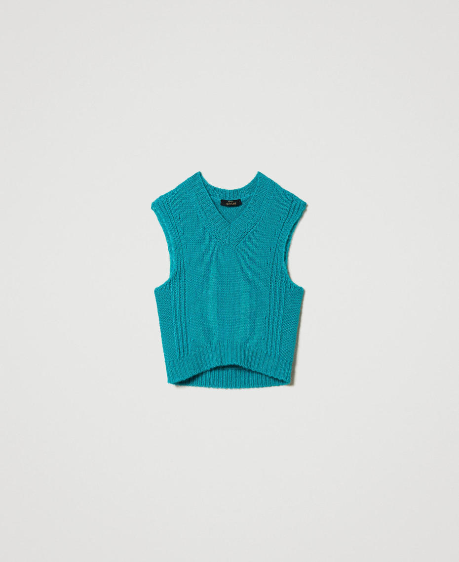 Seamless wool blend sleeveless jumper Tropical Emerald Green Woman 242AP3291_11722_S0