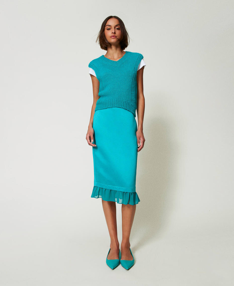 Seamless wool blend sleeveless jumper Tropical Emerald Green Woman 242AP3291_11722_T0