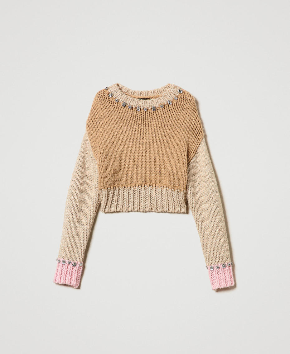 Von Hand bestickter Color-Block-Pullover