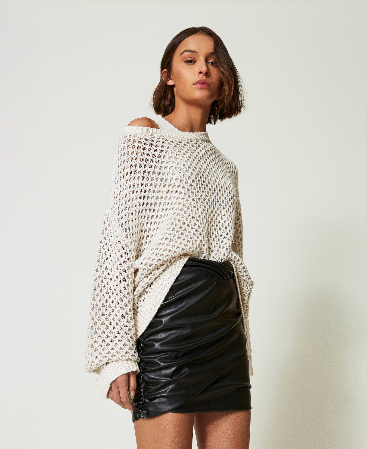 MYFO gathered miniskirt Black Woman 242AQ2040_00006_02