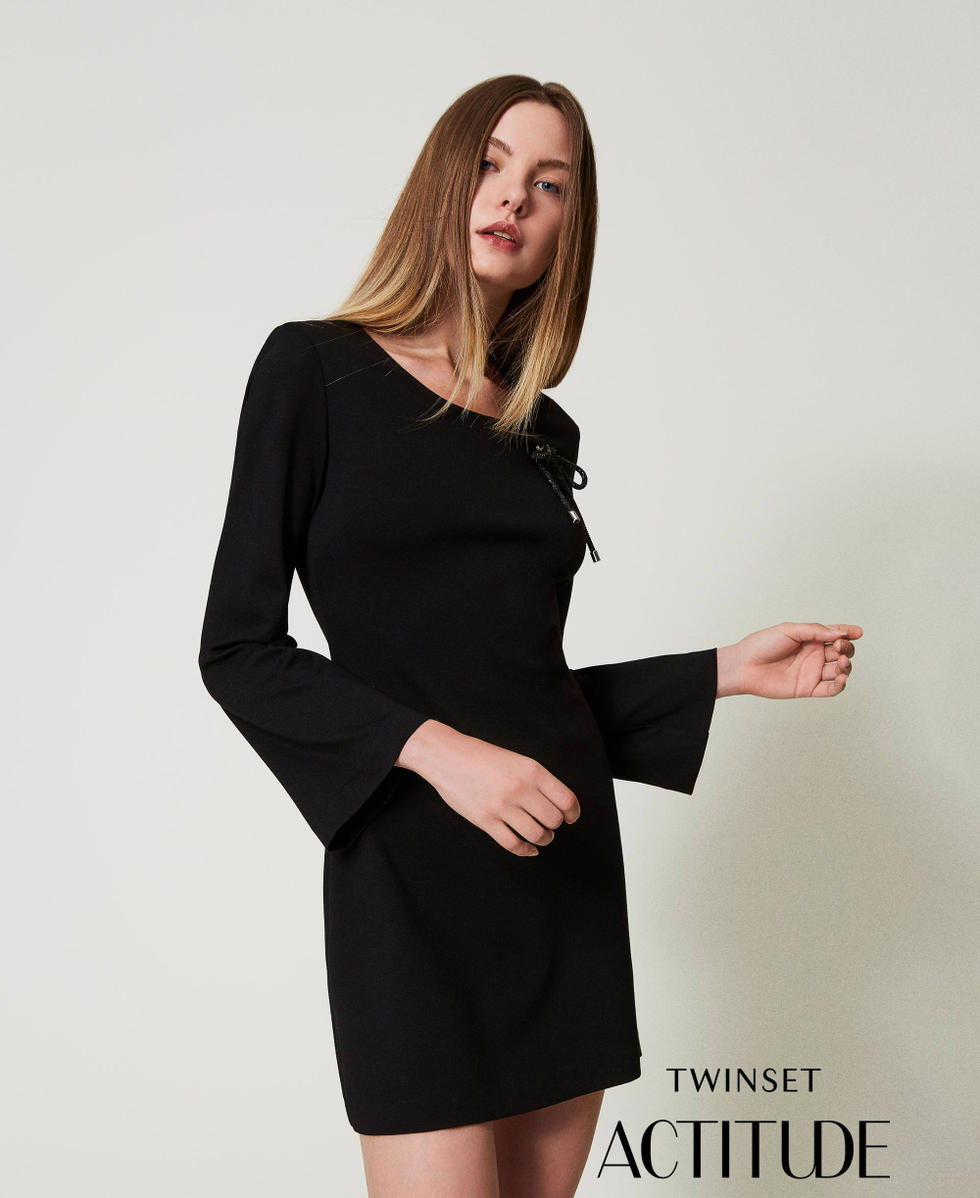Robe courte avec broche strassee Femme Noir TWINSET Milano