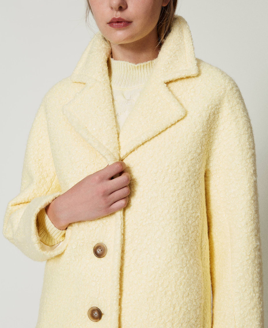 Curly wool cloth coat French Vanilla Woman 242AT2070_11959_04