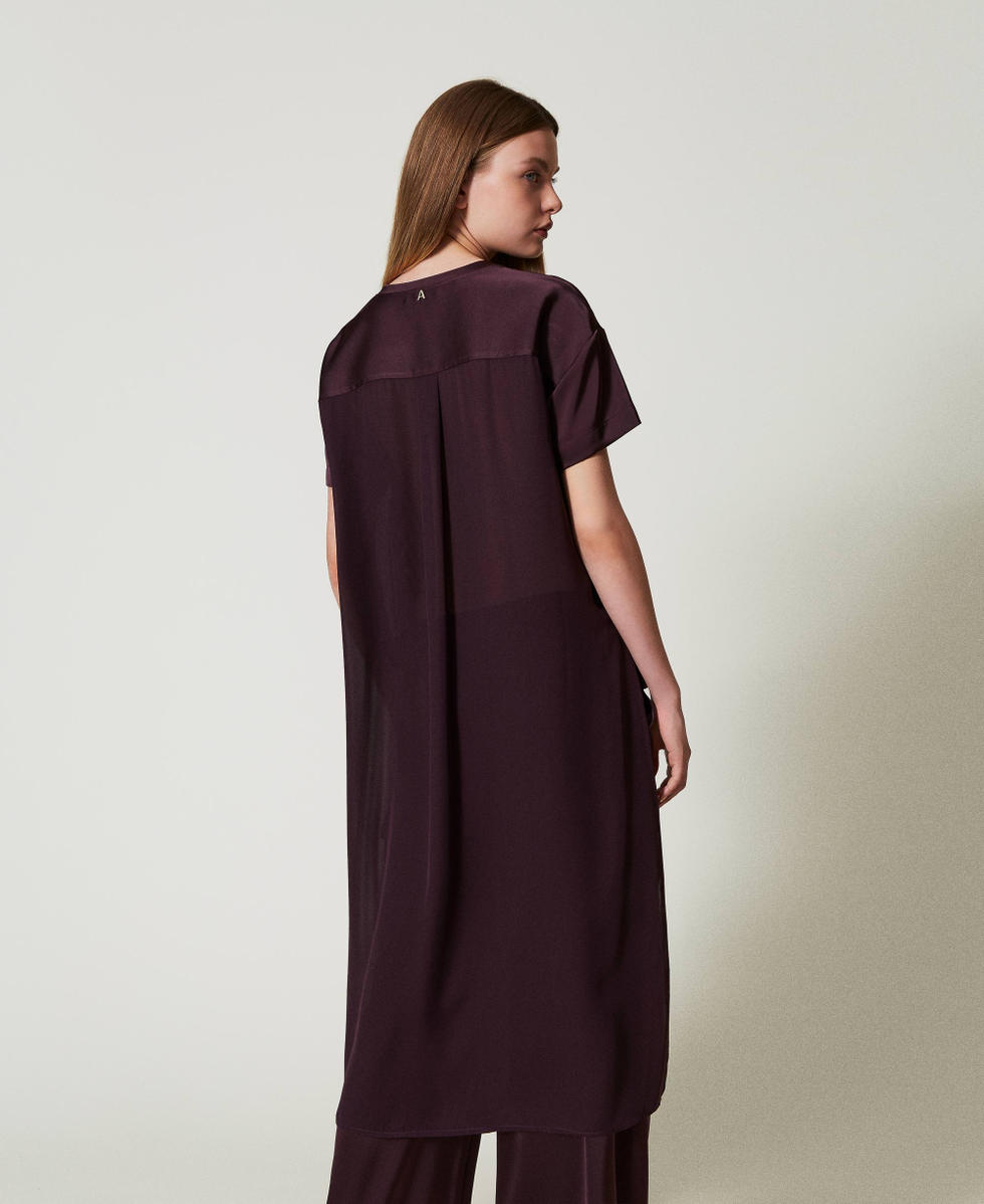 Blusa asimmetrica in raso e georgette Potent Purple Donna 242AT2091_11963_03