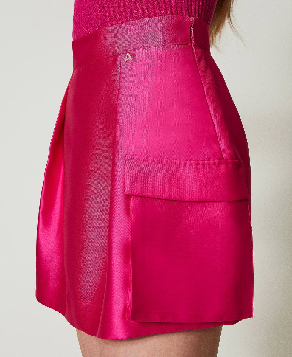 Mikado twill miniskirt Woman, Fuchsia | TWINSET Milano