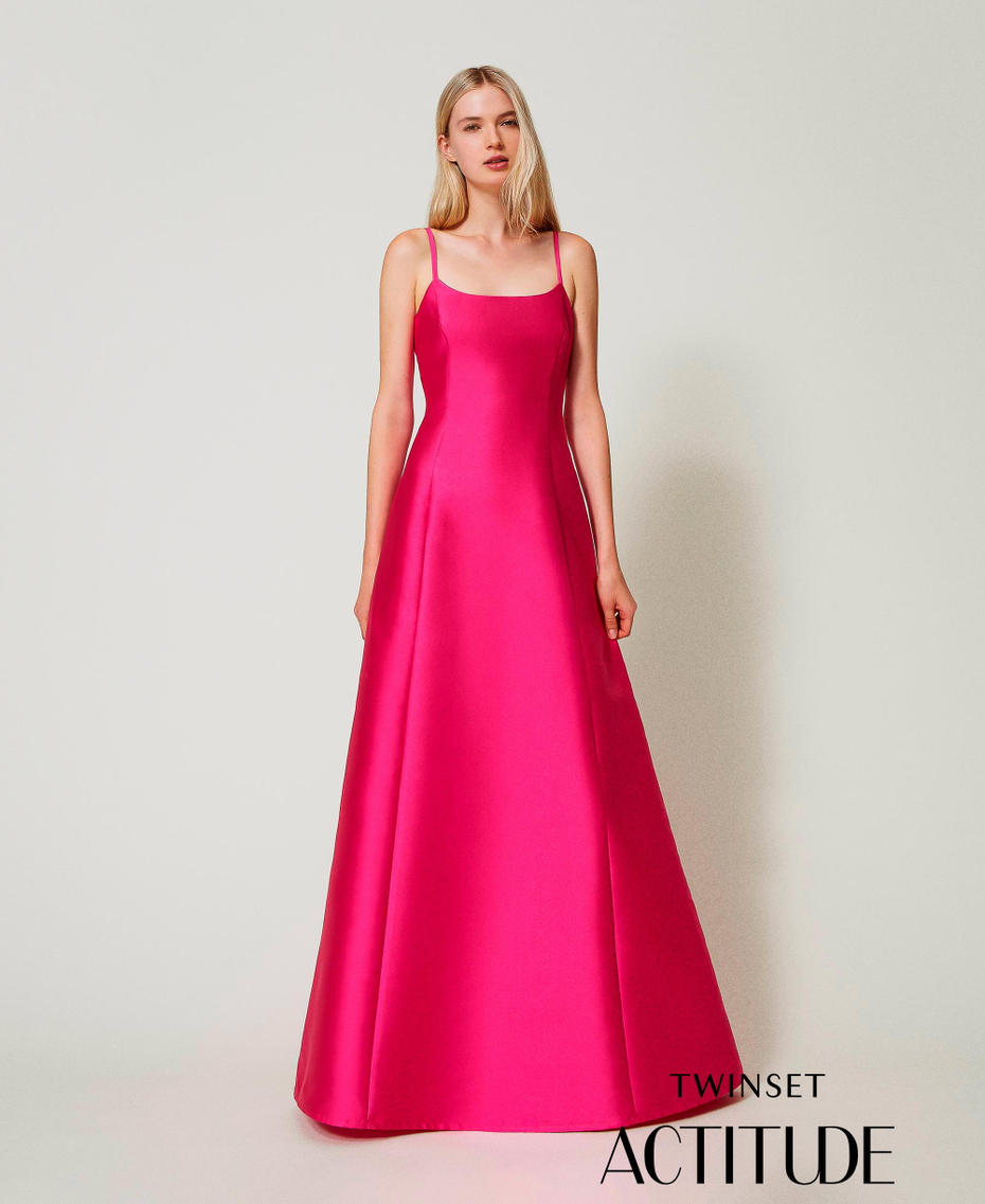 Mikado twill long dress Super Pink Woman 242AT2112_11962_01