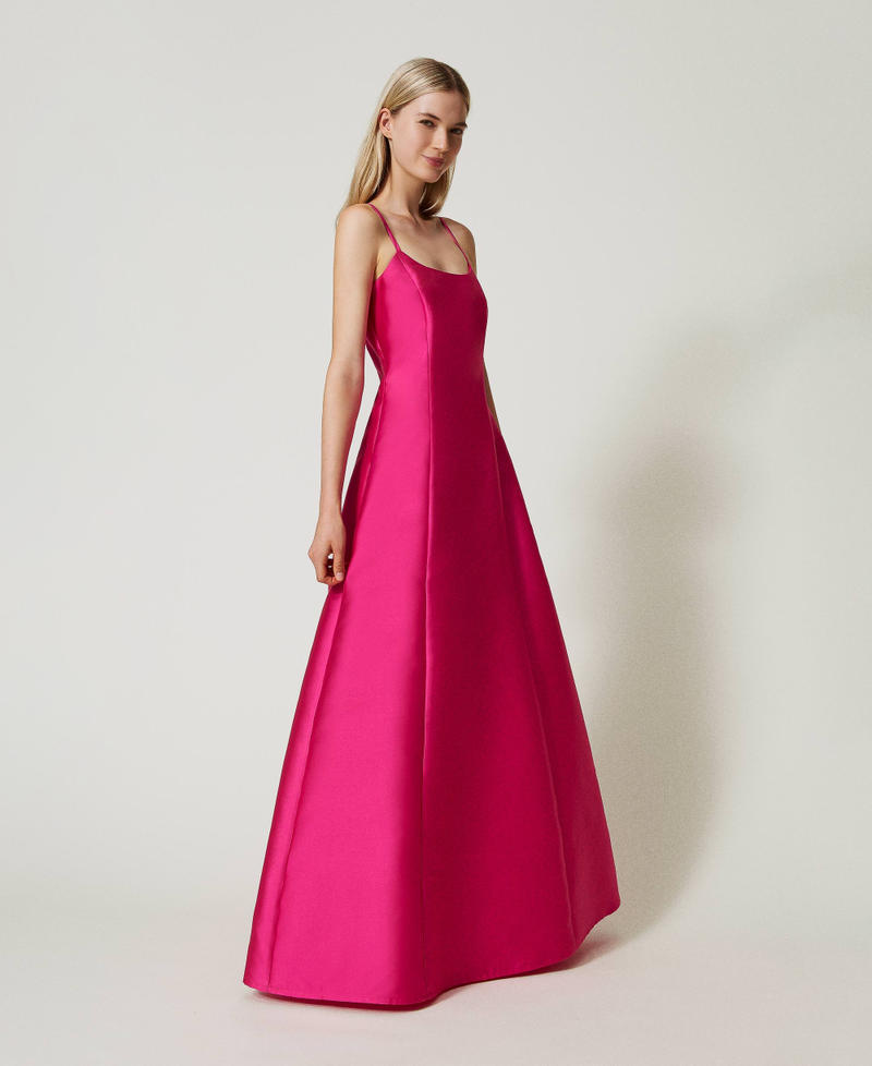 Mikado twill long dress Super Pink Woman 242AT2112_11962_02