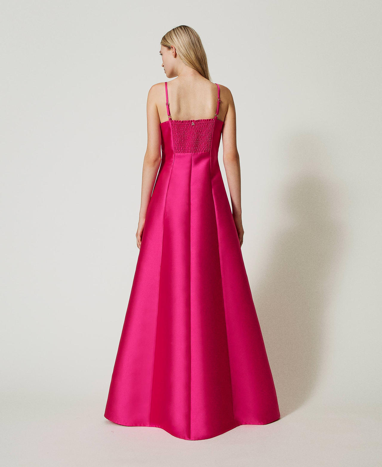 Mikado twill long dress Super Pink Woman 242AT2112_11962_03