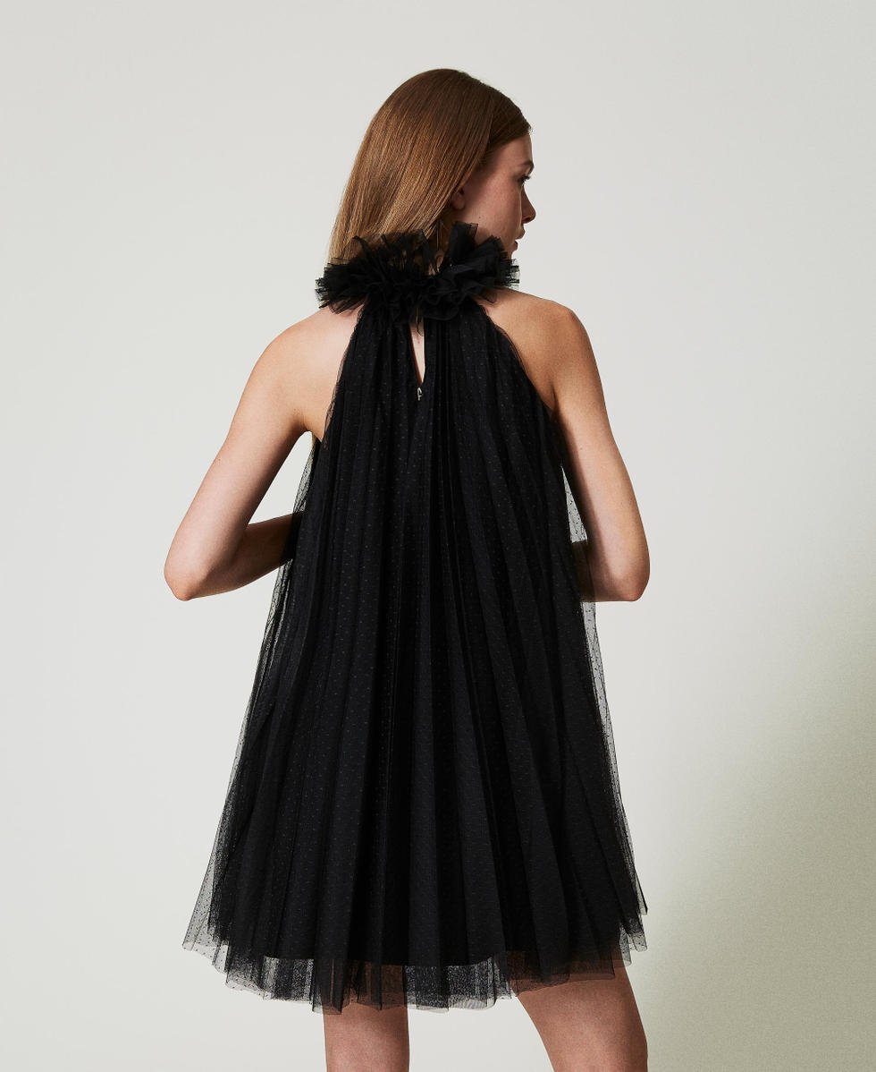Short pleated tulle dress Woman, Black | TWINSET Milano